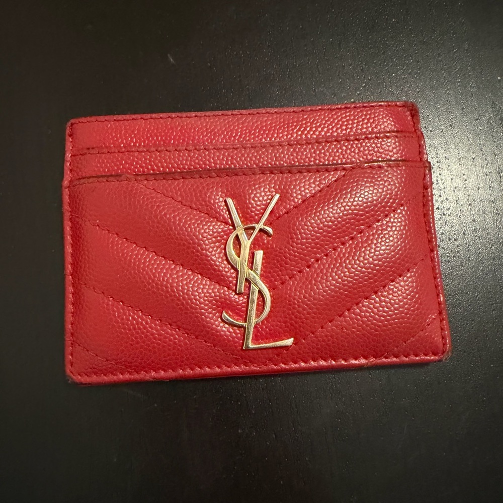 YSL Red Leather Card Holder